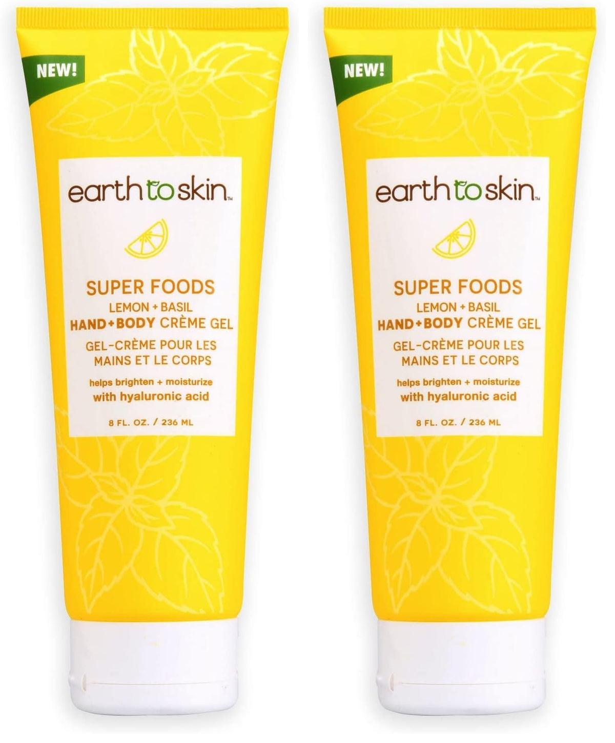 Earth To Skin Super Foods Lemon + Basil Creme Gel bottle pour for quick hydration.