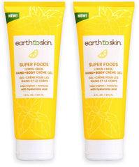Earth To Skin Super Foods Lemon + Basil Creme Gel bottle pour for quick hydration.