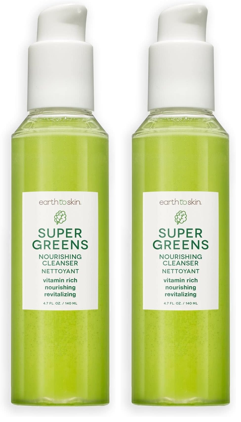 Earth To Skin Super Greens cleanser bottle pack ready for daily refreshing cleanse