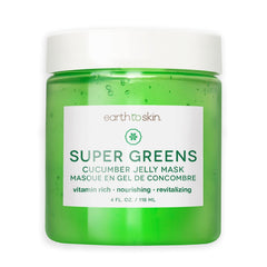 Earth To Skin Super Greens Cucumber Jelly Mask jar close-up, hydrating and soothing feel