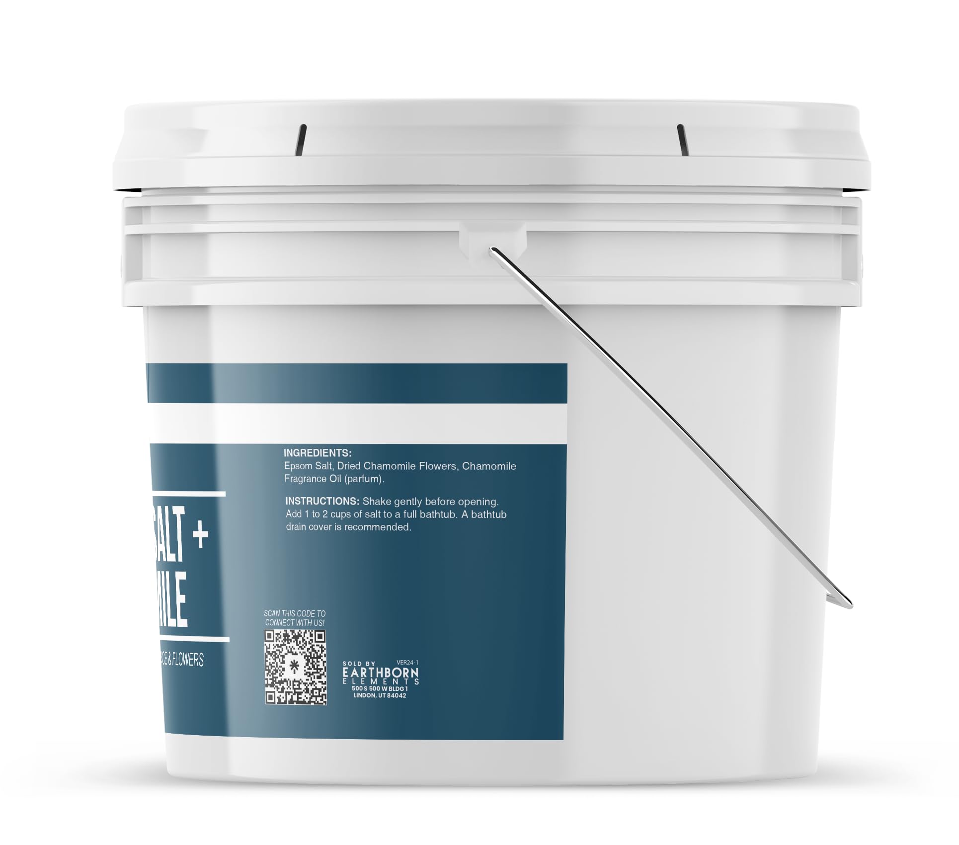 Earthborn Elements chamomile Epsom salt dissolving in warm water for a soothing soak