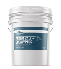 Earthborn Elements eucalyptus epsom salt bucket label ready for soothing home baths