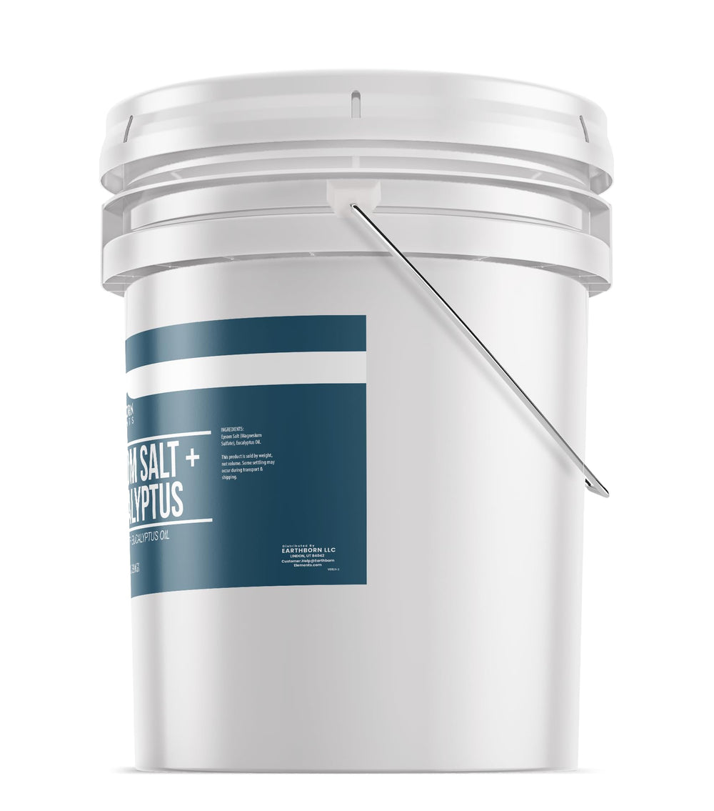 Earthborn Elements eucalyptus epsom salt dissolving in water for quick relaxation routines