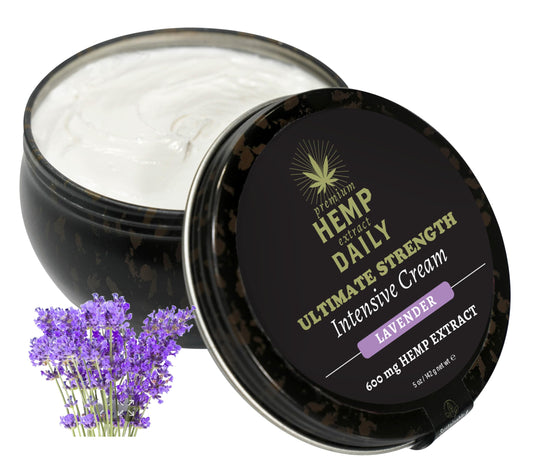 Earthly Body Hemp Daily Ultimate Cream jar offers lightweight hydration.