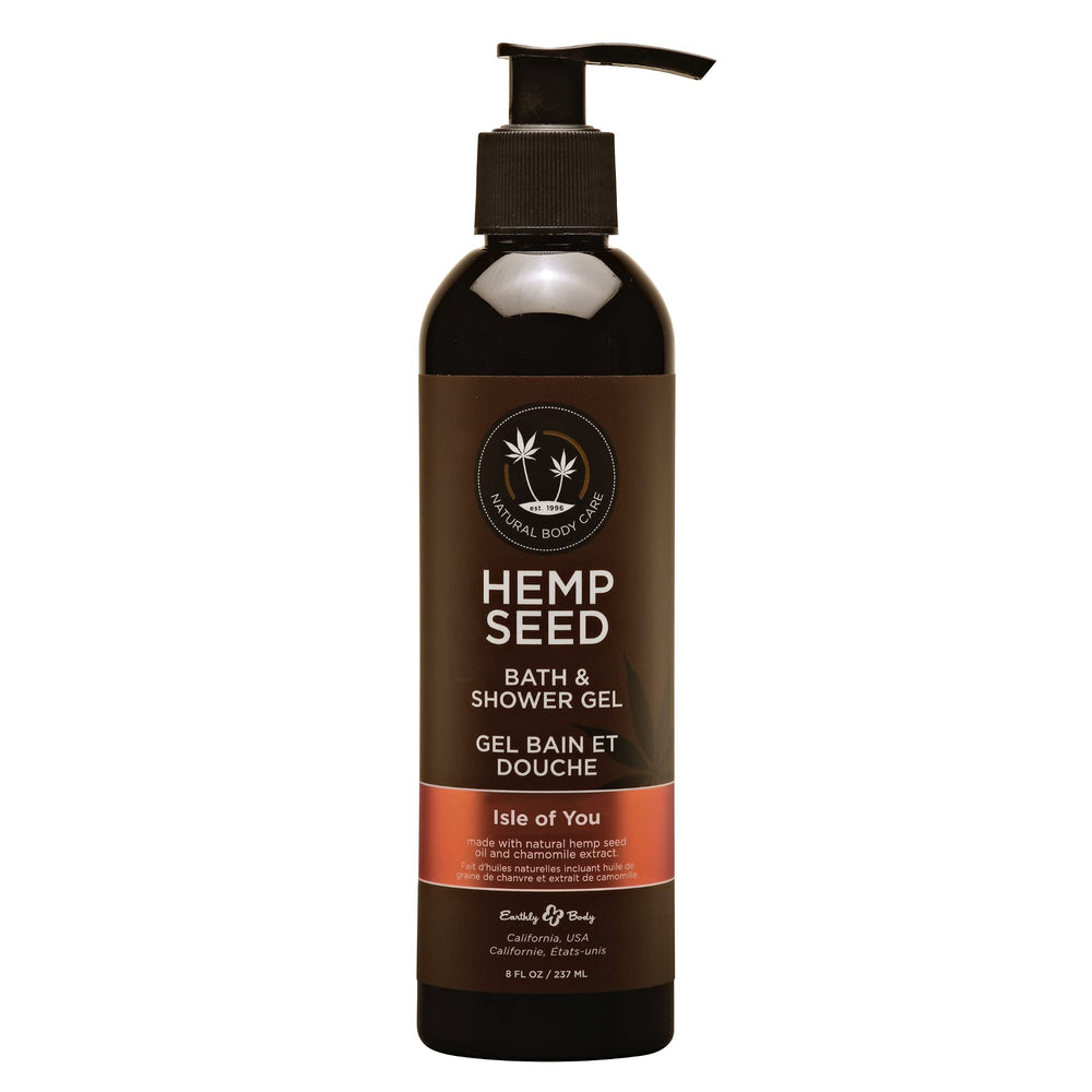 Earthly Body Hemp Seed Bath & Shower Gel Isle of You bottle for silky, hydrated skin.