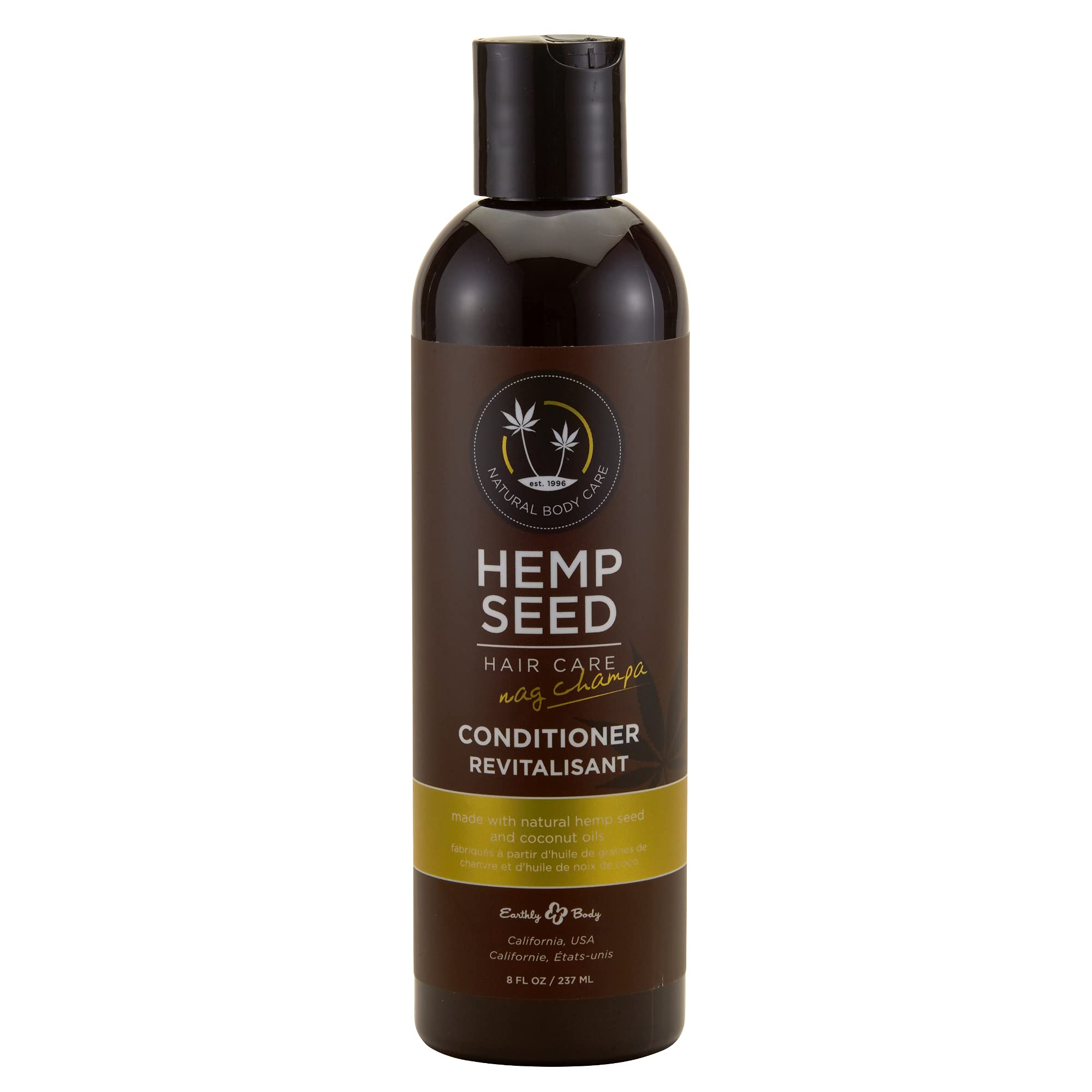 Earthly Body hemp seed conditioner bottle for deep conditioning across all hair types.