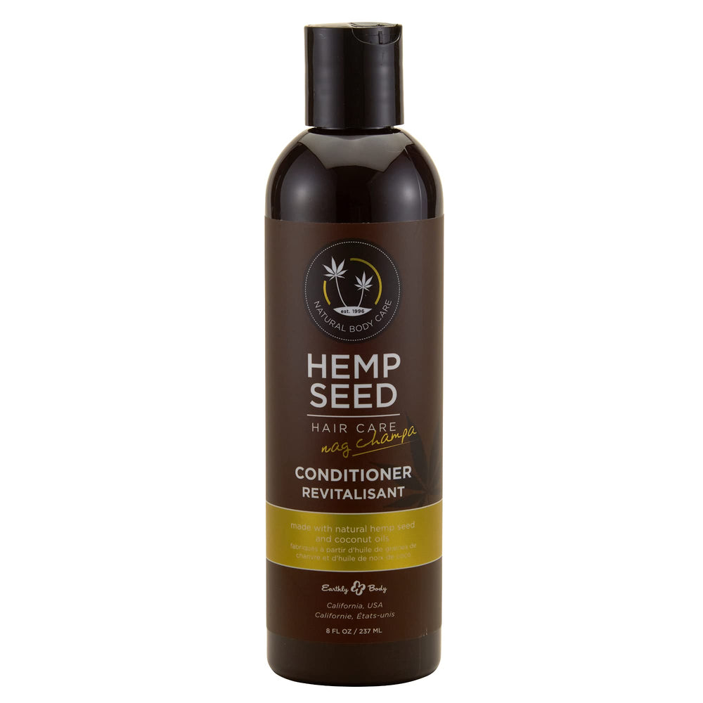 Earthly Body hemp seed conditioner bottle for deep conditioning across all hair types.