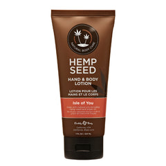 Earthly Body Hemp Seed Hand & Body Lotion bottle close-up with quick absorption for dry skin