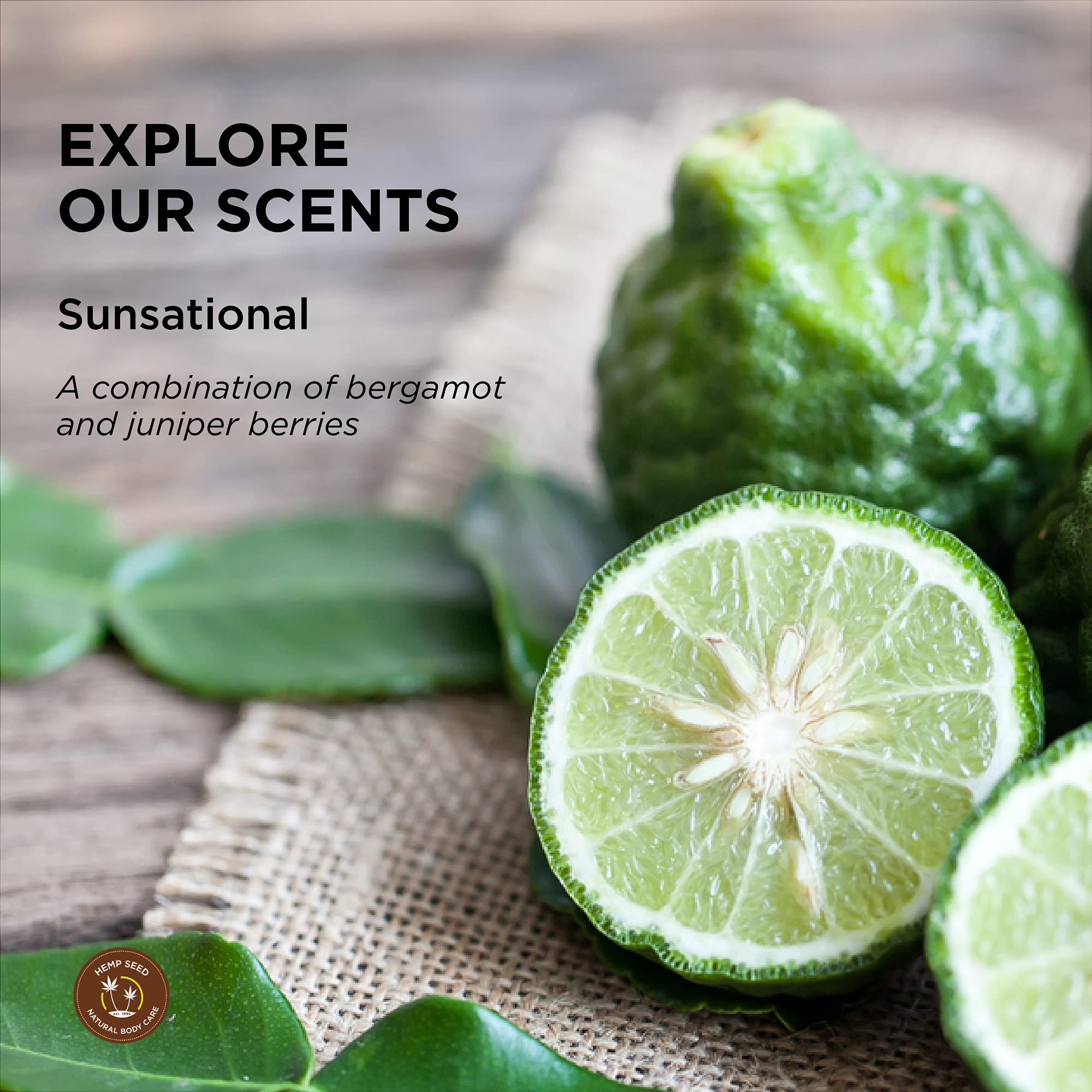 Earthly Body lotion ingredient close-up highlights argan oil and hemp seed.