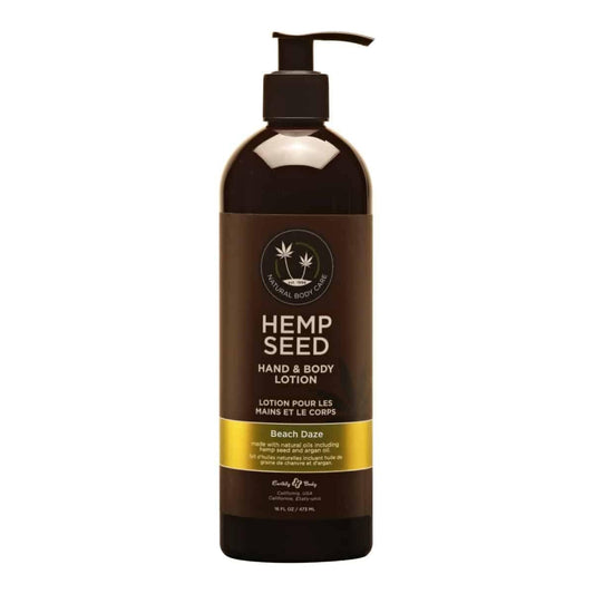 Earthly Body Hemp Seed Hand Lotion Beach Daze bottle pour delivers quick hydration