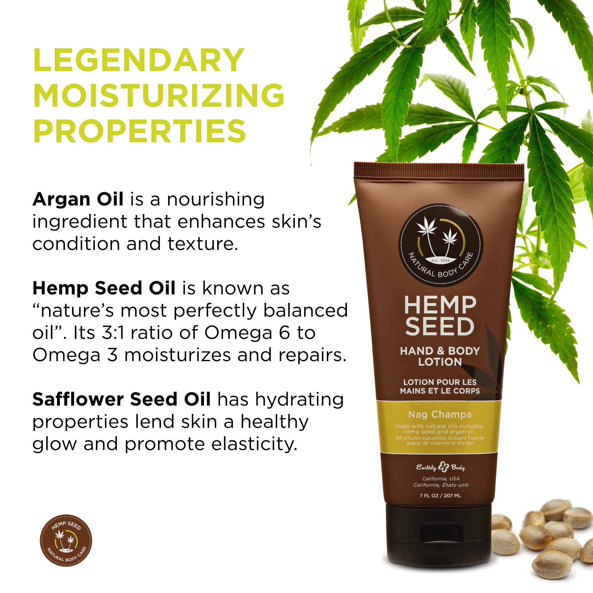 Earthly Body Hemp Seed Lotion argan-oil-nourish for skin softness.