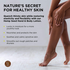 Earthly Body Hemp Seed Lotion Nag Champa fragrance adds calming scent.