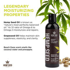 Earthly Body Hemp Seed Massage Oil Beach Daze scent close-up coconut-pineapple aroma