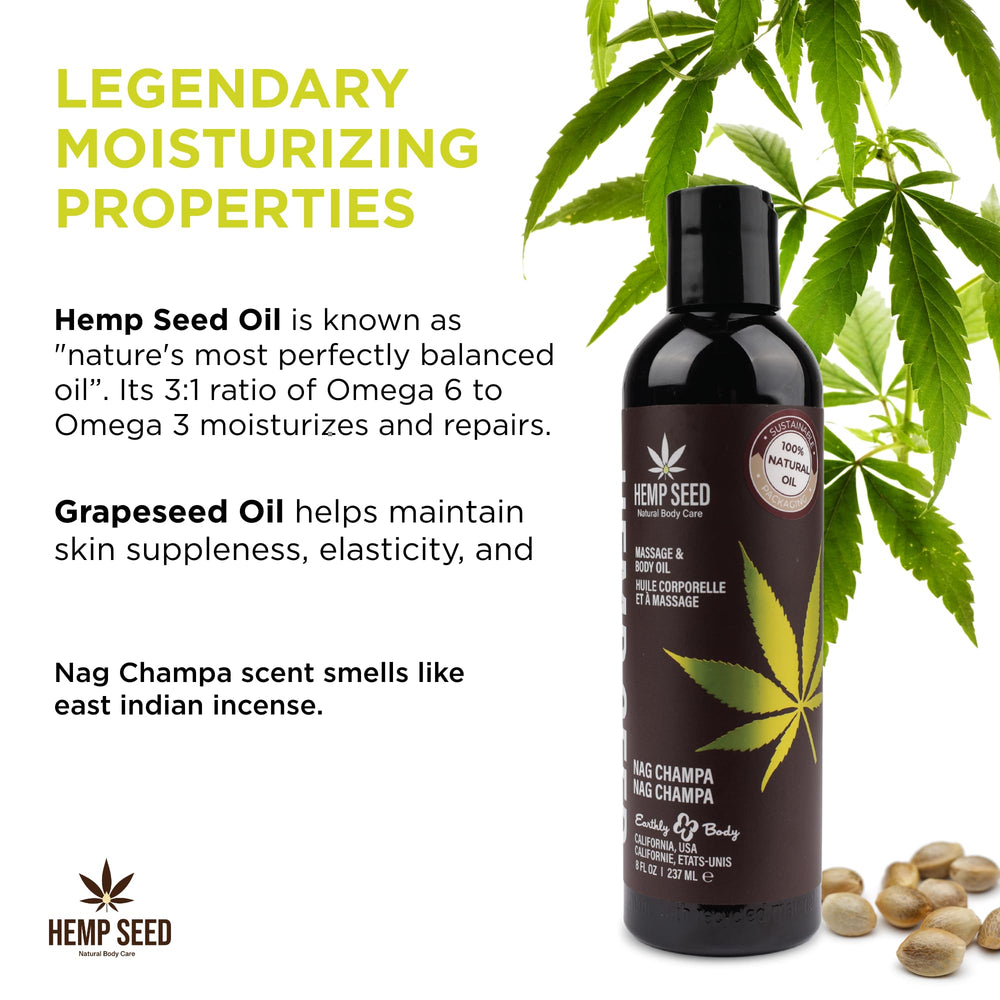 Earthly Body Hemp Seed Massage Oil hands applying moisture.