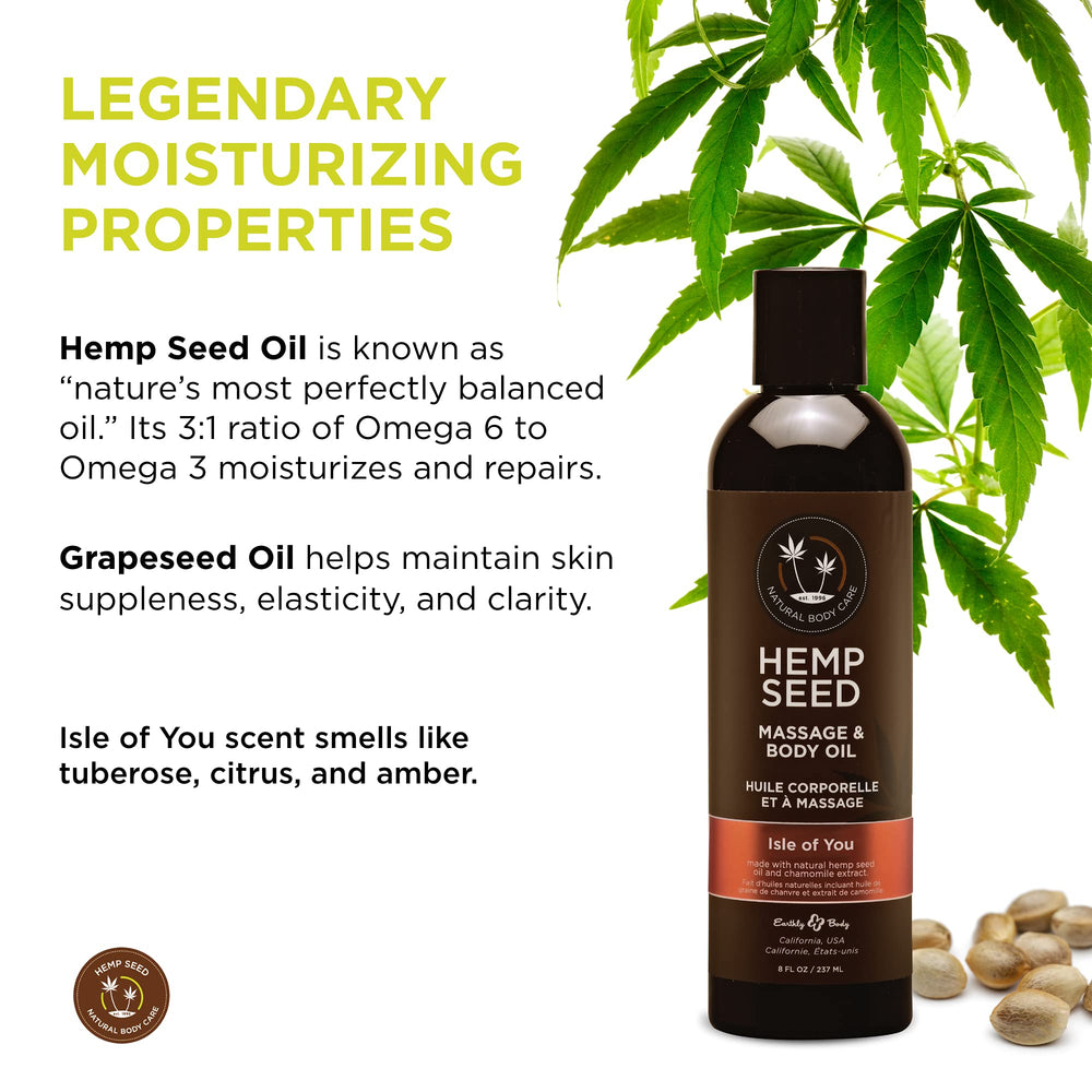 Earthly Body hemp seed oil close-up showing rich slip.