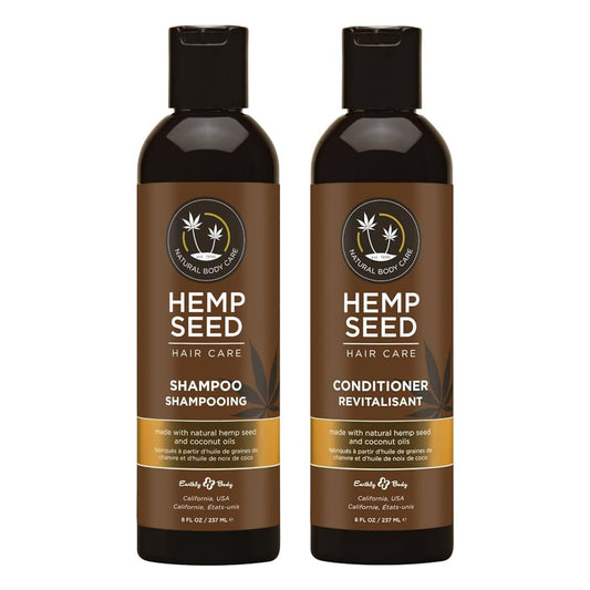 Earthly Body Hemp Seed Shampoo bottle showing sulfate-free daily cleansing