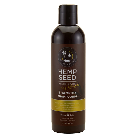Earthly Body Hemp Seed Shampoo bottle for daily use with gentle cleansing.