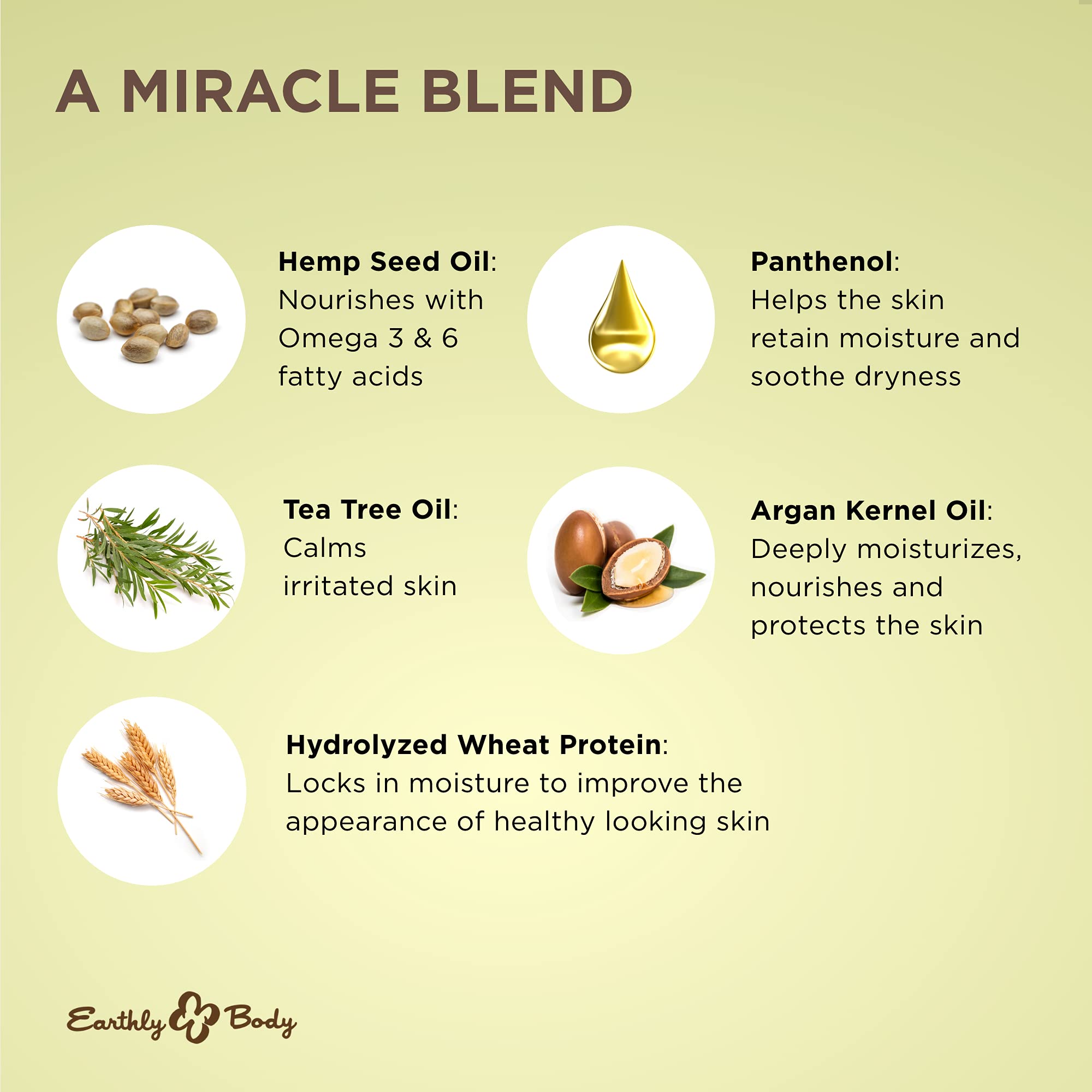 Earthly Body Miracle Oil Shave Cream argan oil drops emphasize conditioning and skin softness.
