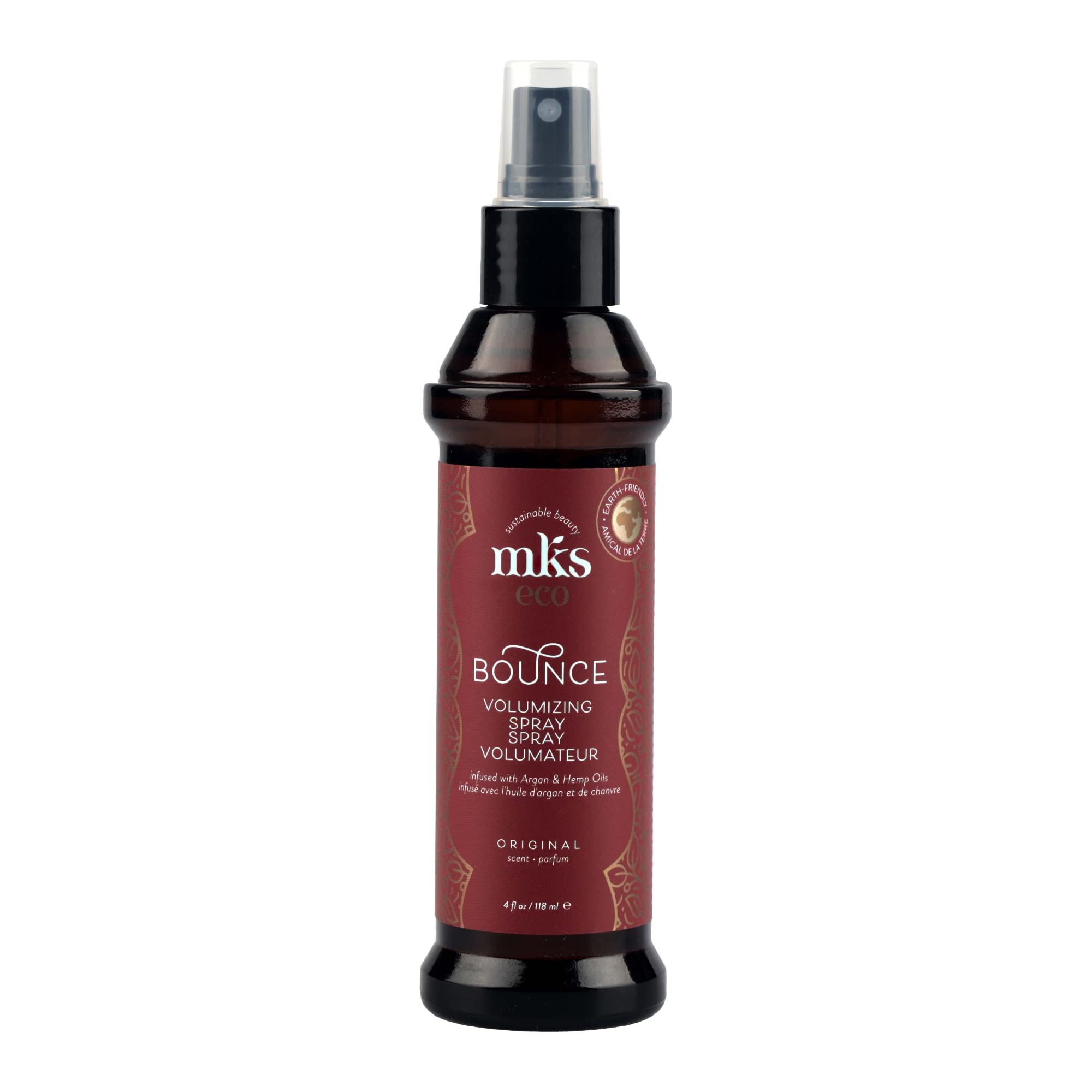 Earthly Body MKS Eco Bounce bottle front showcases alcohol-free lift and movement.