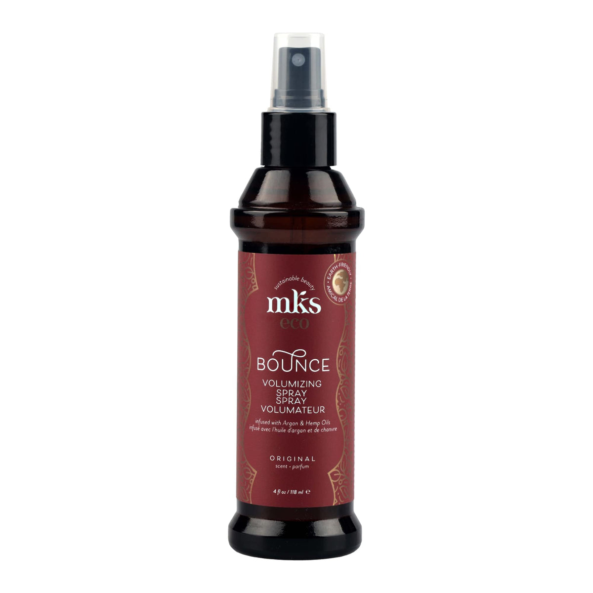 Earthly Body MKS Eco Bounce bottle front showcases alcohol-free lift and movement.