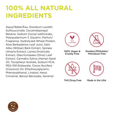 Earthly Body shampoo being applied illustrates a gentle cleansing routine.