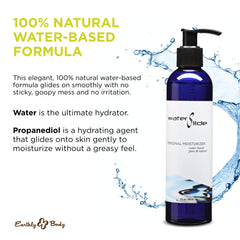 Earthly Body WaterSlide packaging box emphasizes vegan and cruelty-free status.