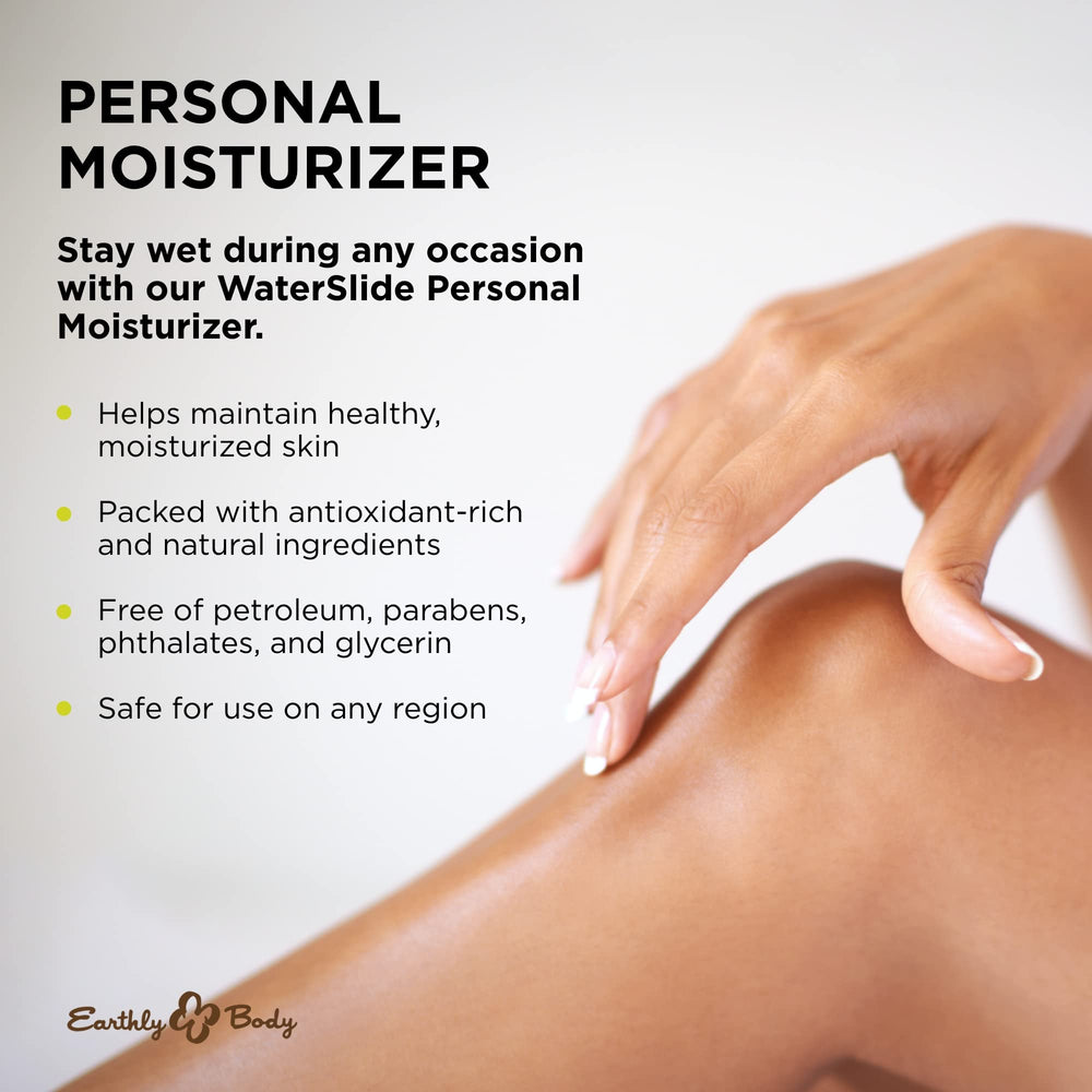 Earthly Body WaterSlide smooth glide close-up highlights non-sticky, lightweight feel.