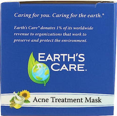 Earth's Care acne mask in use on the face during routine application.