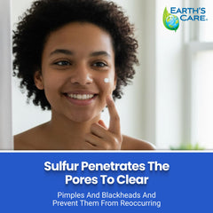 Earth's Care sulfur cream on the face showing gentle spot treatment