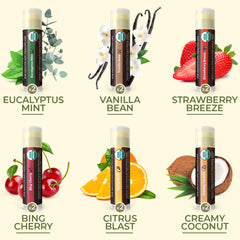 Earth's Daughter lip balm coconut cream 6-pack provides rich hydration with tropical coconut scent.