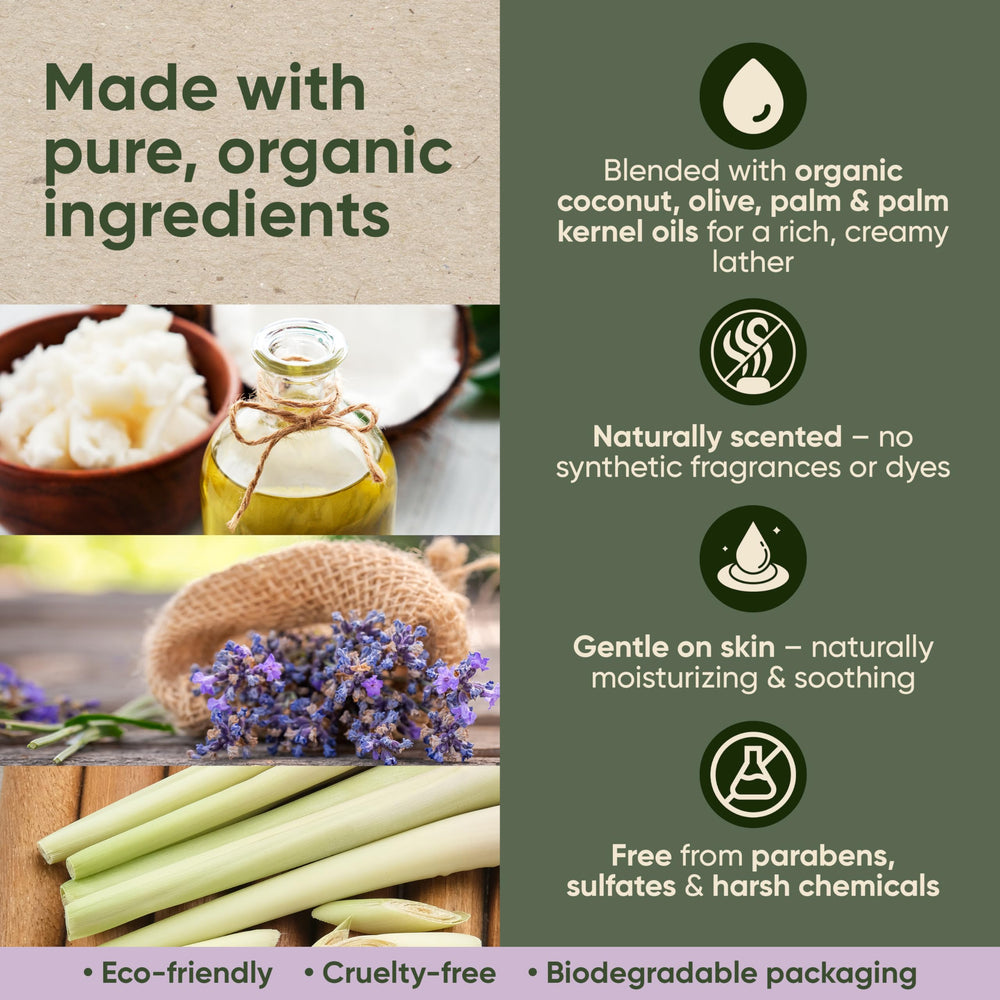 Earthy Essentials natural oils close-up shows organic base for gentle cleansing