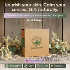 Earthy Essentials soap texture close-up emphasizes natural exfoliation and creamy lather