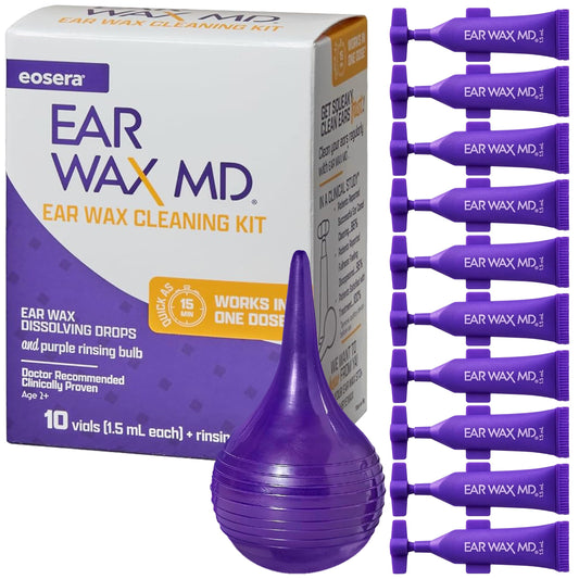 Earwax MD cleaning kit drops bottle for fast wax breakdown at home.