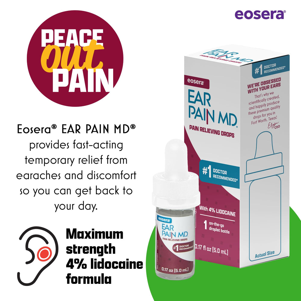 Four percent lidocaine drops close-up highlighting maximum-strength ear pain relief