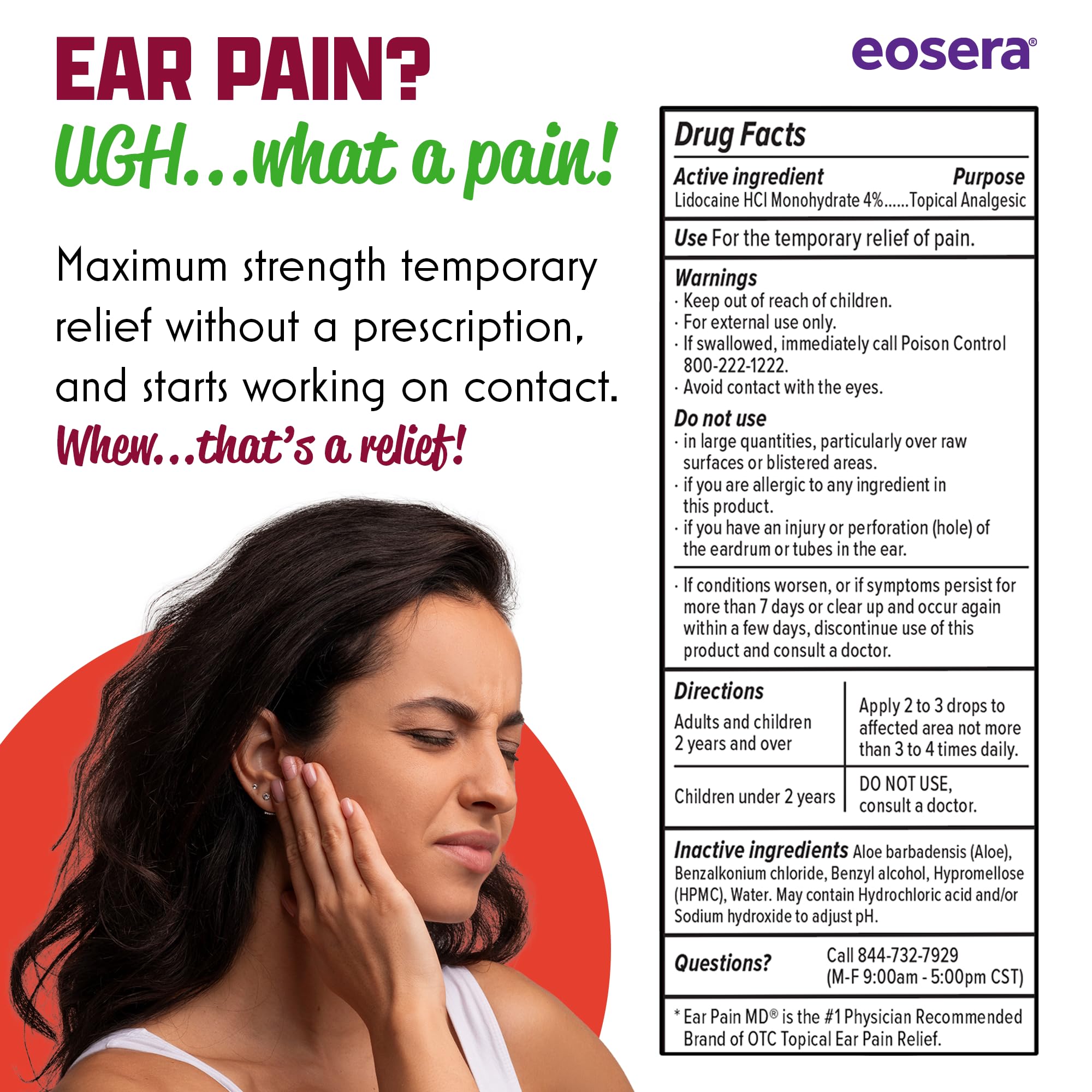 USA-made label on Ear Pain MD bottle communicates quality and reliability