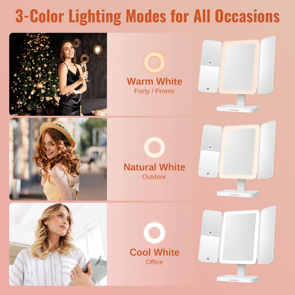Easehold mirror offers three color temperatures for accurate tones.