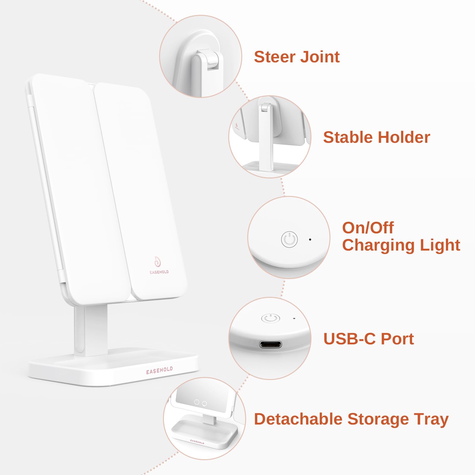 Easehold detachable base supports compact storage.