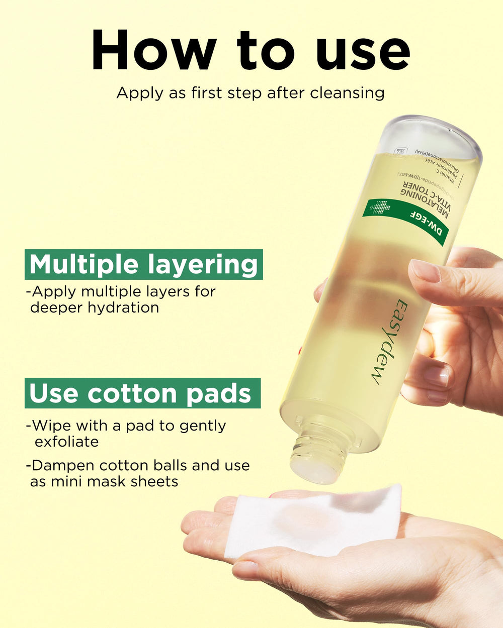 EASYDEW DW-EGF Peptide M Toner hands application hydration