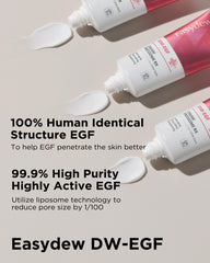 EASYDEW DW-EGF Pressome ingredients chart highlights ceramide and hyaluronic acid benefits