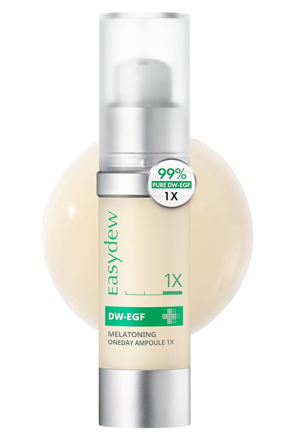 EASYDEW DW-EGF ampoule bottle close-up showing hydrating formula.