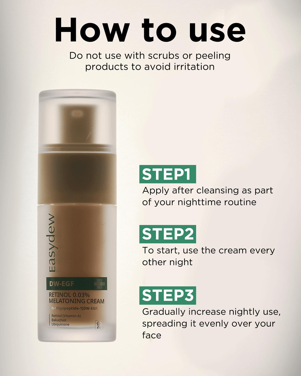 Neck and face application with Easydew DW-EGF cream for gentle aging care.