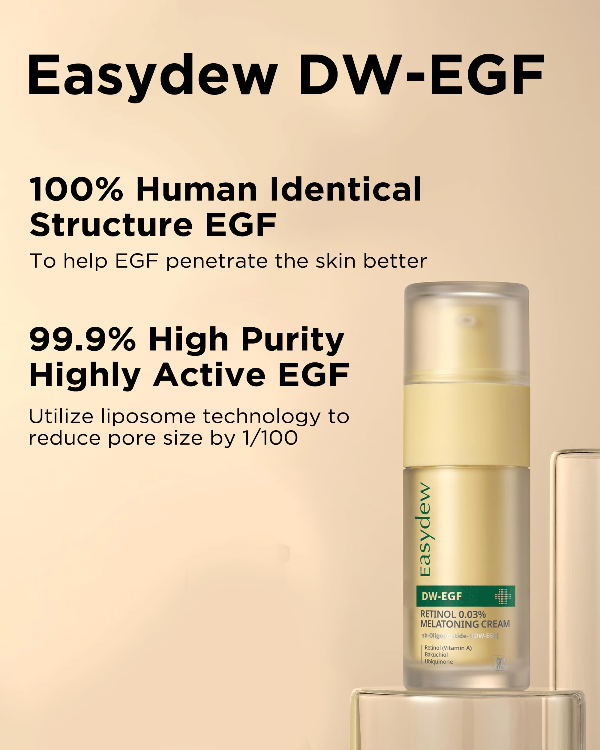 Easydew packaging box highlights high-purity DW-EGF and peptides.