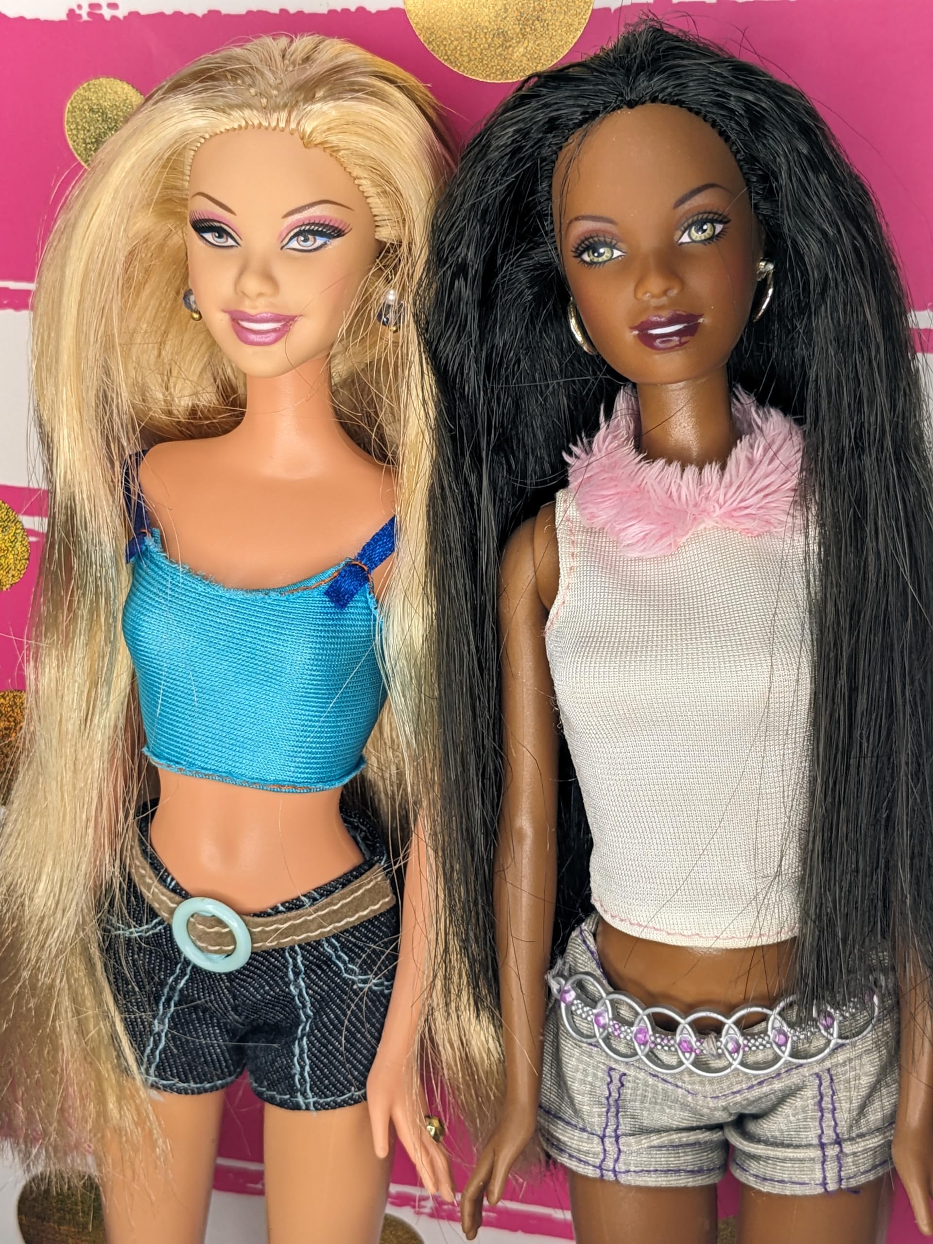 Closeup after detangling doll wig showing smooth strands