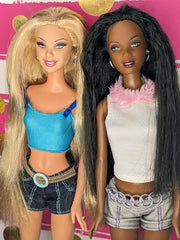 Closeup after detangling doll wig showing smooth strands