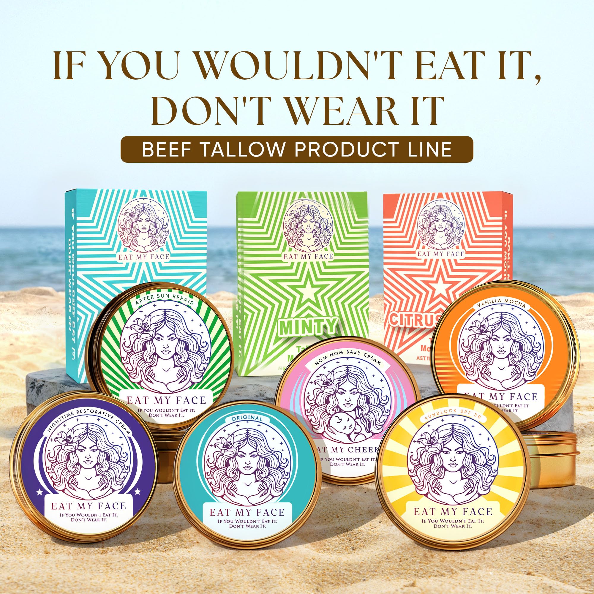 Eat My Face reef-safe packaging supports eco-conscious daily sun care.