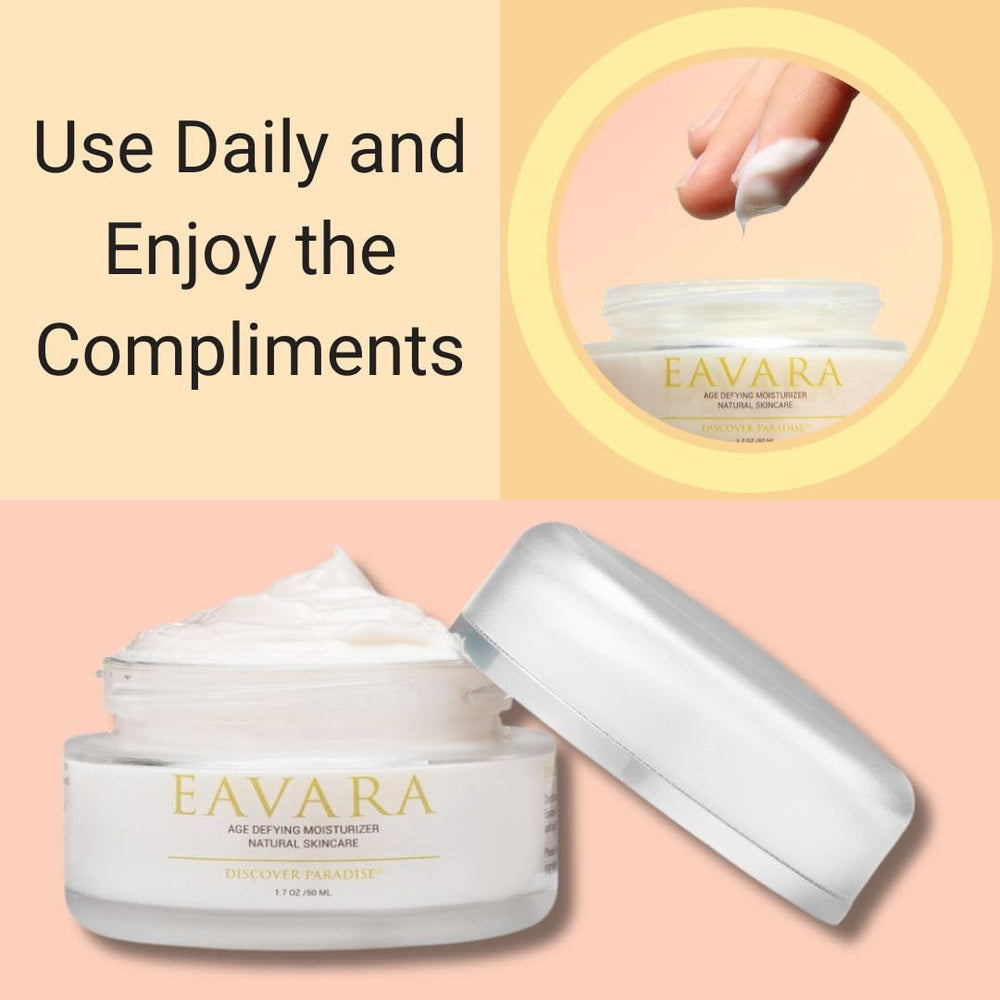 Eavara skincare with green tea and avocado oil nourishing the skin.