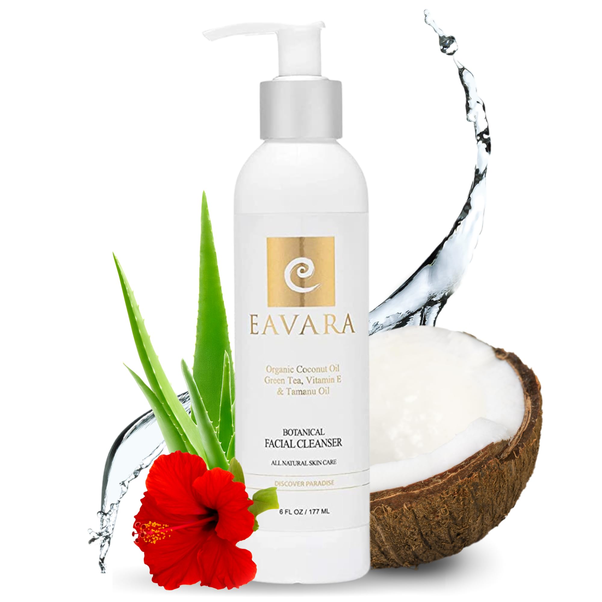 Eavara Organic Face Wash bottle front view suggests gentle cleansing for a radiant complexion.