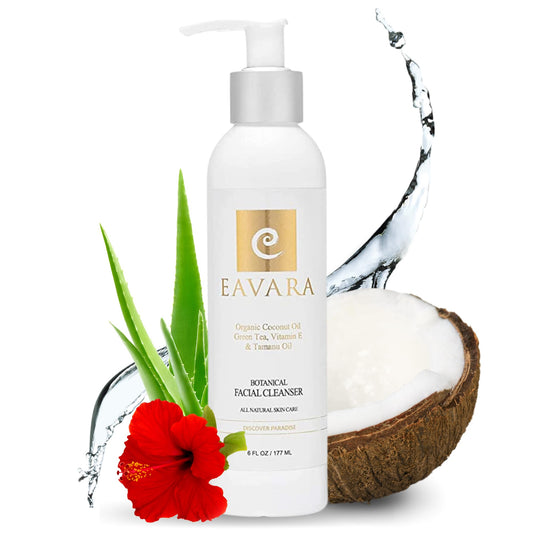 Eavara Organic Face Wash bottle front view suggests gentle cleansing for a radiant complexion.