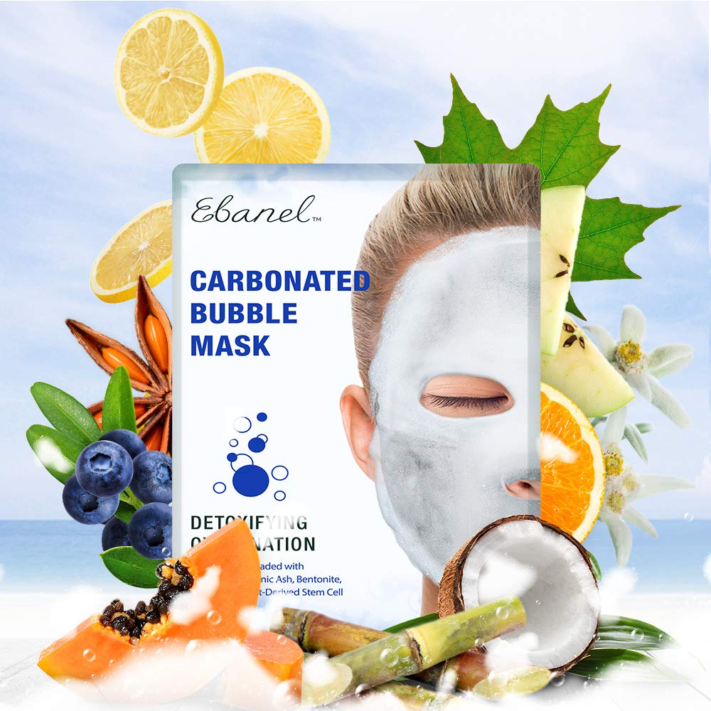 Ebanel carbonated bubble mask packaging displays a 10-mask set for routine skincare