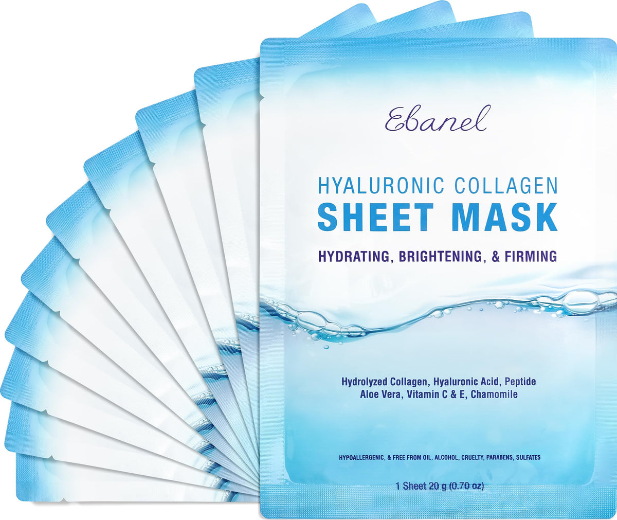 Ebanel collagen mask – instant brightening with hyaluronic acid for radiant hydration.